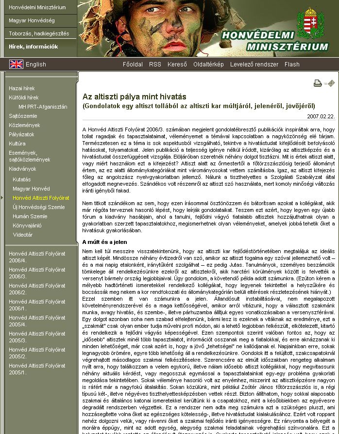 Honv�d Altiszti Foly�irat 2007.05.22.