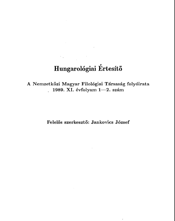 Hungarol�giai �rtes�t� 2008.04.14.