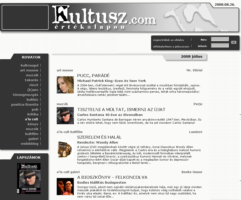 Kultusz Magazin 2008.08.26.