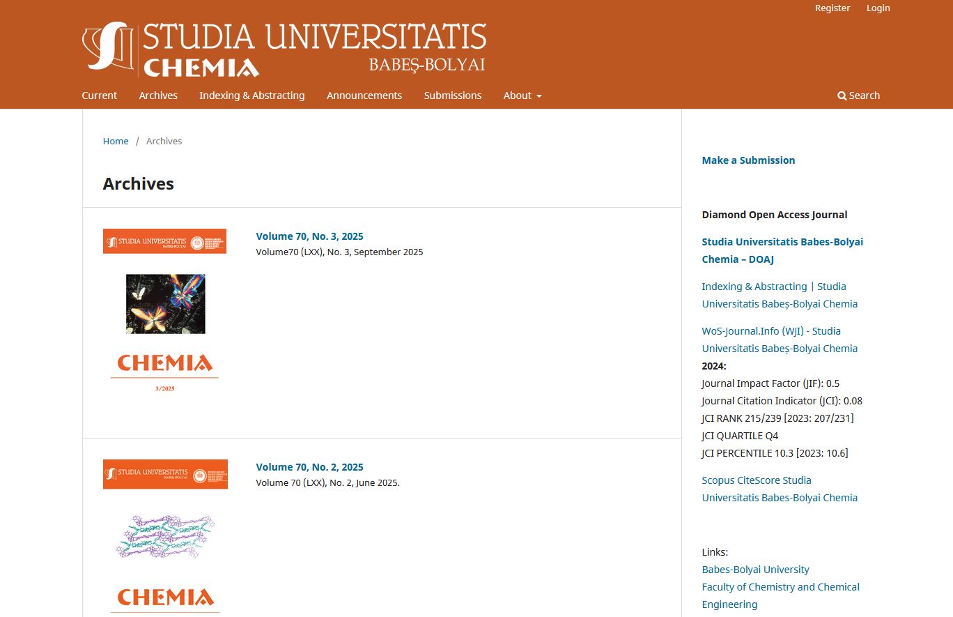 Studia Universitatis Babe�-Bolyai. Chemia 2025.09.30.