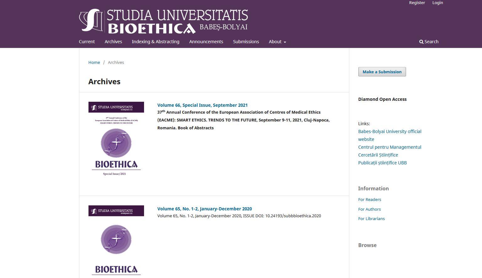 Studia Universitatis Babe�-Bolyai. Bioethica 2025.09.29.