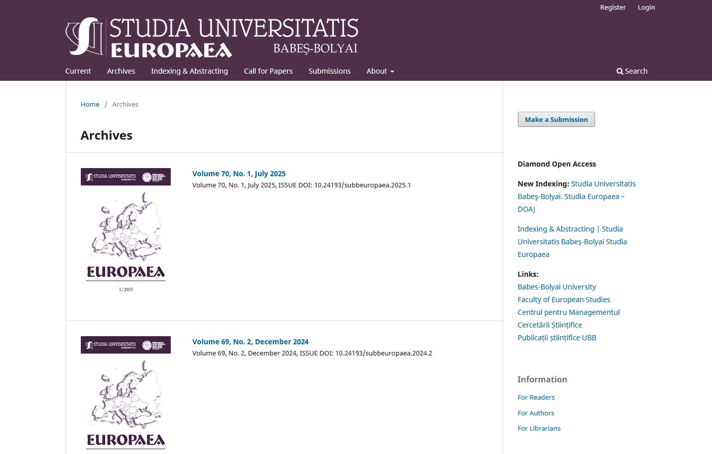 Studia Universitatis Babe�-Bolyai. Studia Europaea 2025.10.14.