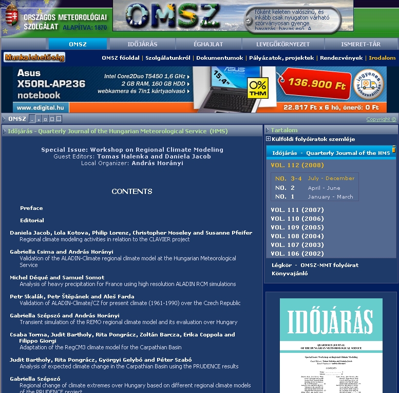 Az id�j�r�s - Quarterly Journal of the Hungarian Meteorological Service (HMS) 2009.02.01.