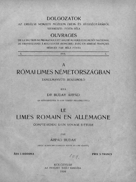 Dolgozatok az Erd�lyi Nemzeti M�zeum �rem- �s R�gis�gt�r�b�l 2009.08.05.
