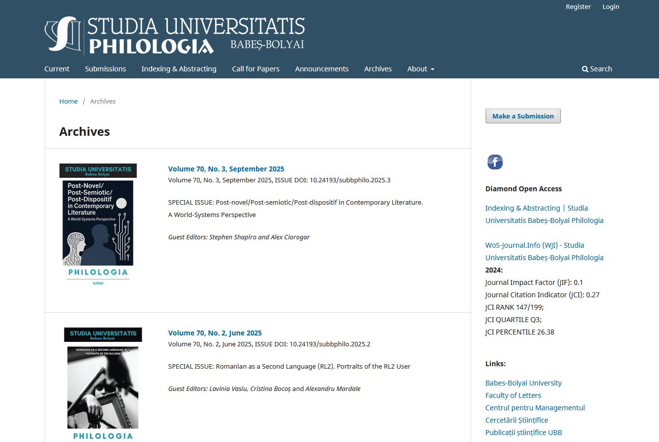 Studia Universitatis Babe�-Bolyai. Philologia 2025.10.30.