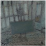 M�terem, reggeledik &ndash; A/09/12 (olaj, farost, 60&times;60 cm, a m�v&eacute;sz tuladona)