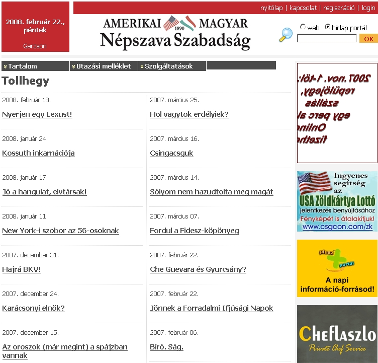 Amerikai Magyar N�pszava Szabads�g 2008.02.22.